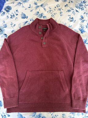 Men's Banana Republic Cotton 1/4 Button Red Sweater Size XL